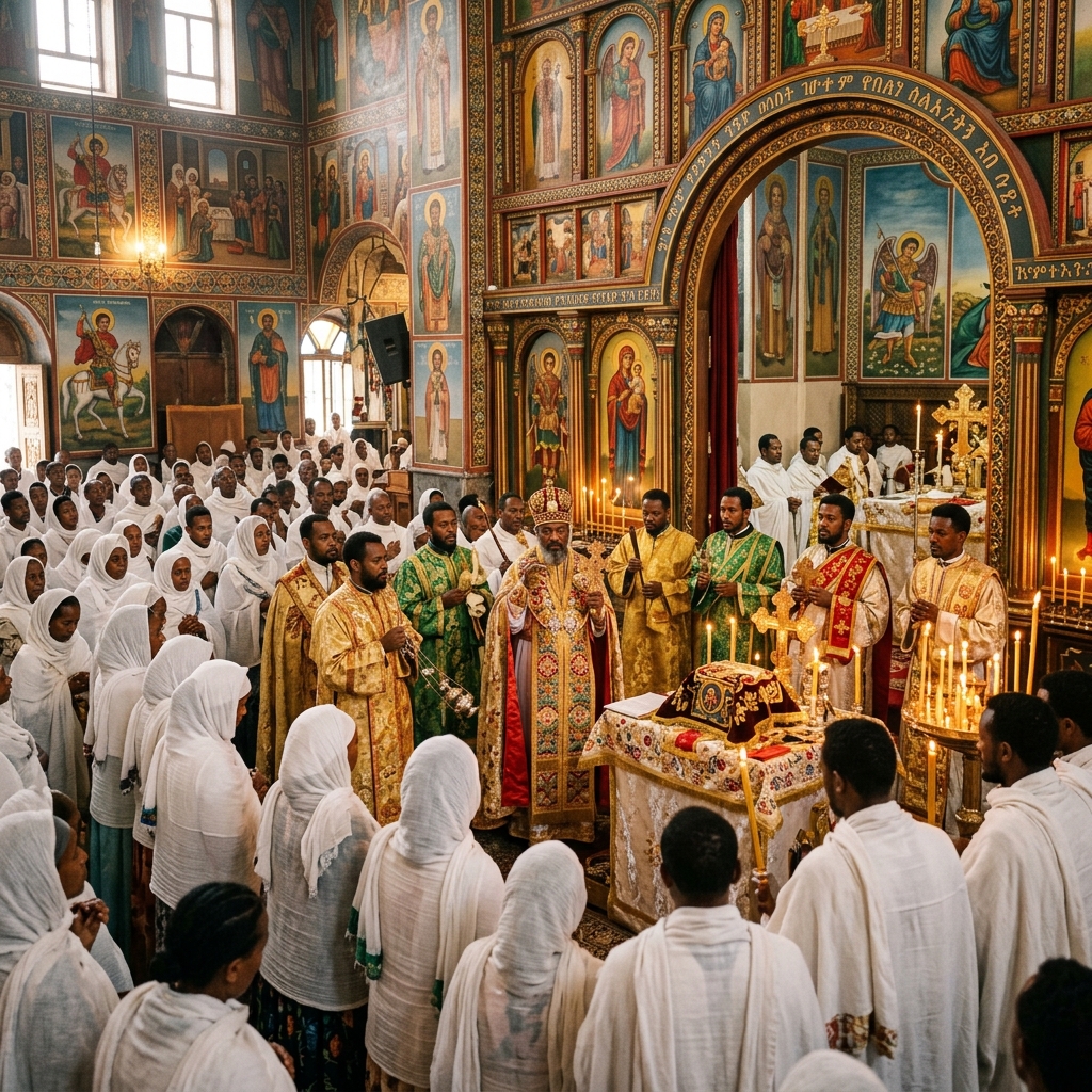 Ethiopian Orthodox Divine Liturgy worship service