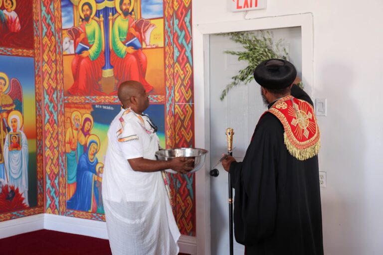 Anointing the walls of the new church