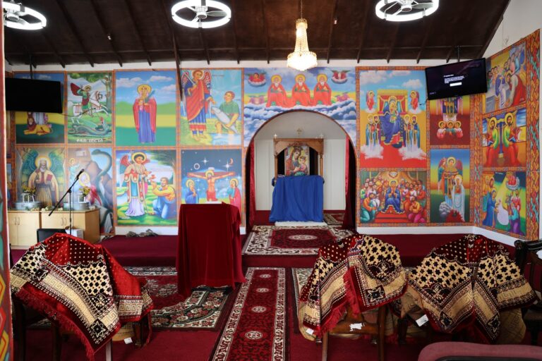 The sanctuary and its wall of icons