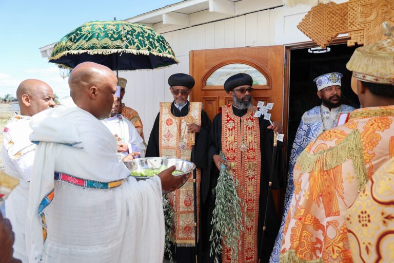 The ceremonial umbrella held over the clergy
